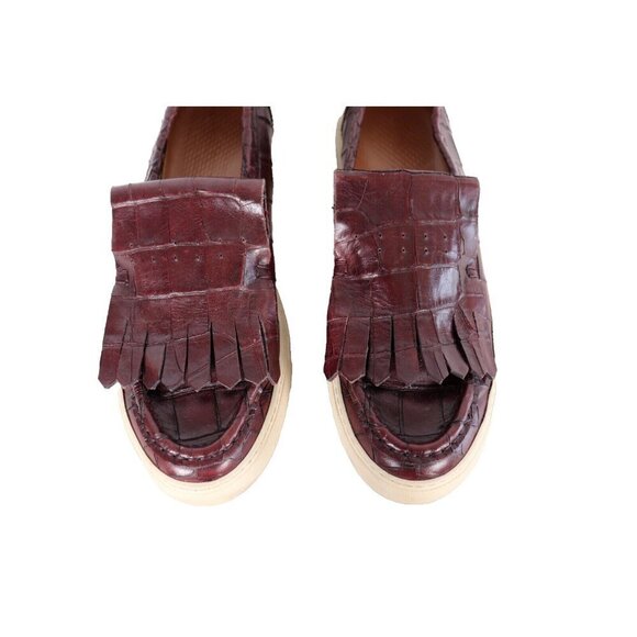 DRIES VAN NOTEN Womens US 10.5 Brown Croc-Embossed Leather Derby Brogues Sneaker - Picture 5 of 11